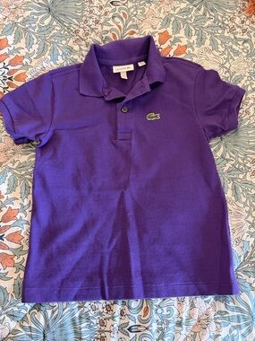 Lacoste Kids Purple Polo with Green Crocodile Logo